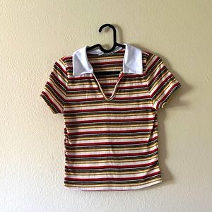 80s Low v-neck stripped Shirt